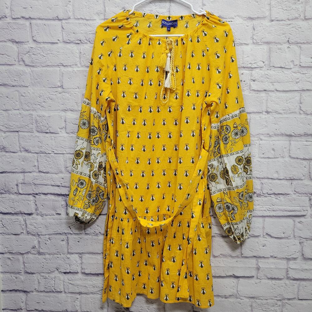 NEW Ro's Garden Juliette Mini Dress Size XS Oversized Bee‎ Print Cottage Playful